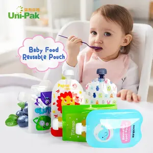 Bolsas reutilizables de almacenamiento de alimentos para bebés, bolsas de Puree de comida orgánica para niños pequeños, relucibles, reutilizables