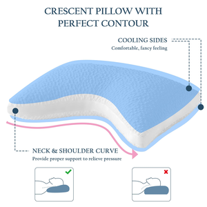 Oreiller de lit moderne en mousse à mémoire de forme déchiquetée en forme de lune avec logo personnalisé, réglable pour le soutien du cou et des épaules, rafraîchissant - Product Image 4