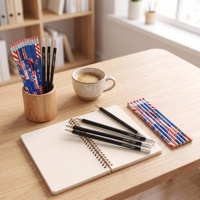 Crayon HB avec logo personnalisé imprimé, gomme à effacer, film thermoscellant, motif floral, bois naturel, écriture, dessin, école, vente en gros, coffret cadeau