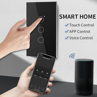 Smart Life Tuya App Remote Timer 1/2/3/4 Gang Wifi dinding sentuh kaca saklar tanpa kabel netral putih hitam abu-abu emas