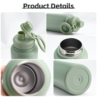 Botol Minum Vakum Dinding Ganda 1L 32oz Kustom, Terisolasi Baja Tahan Karat, untuk Olahraga dan Perjalanan, dengan Tempat Ponsel Magnetik