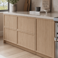Set Kabinet Dapur Modular Modern Slim Shaker Berbahan Kayu Solid White Oak Mewah dengan Penyimpanan