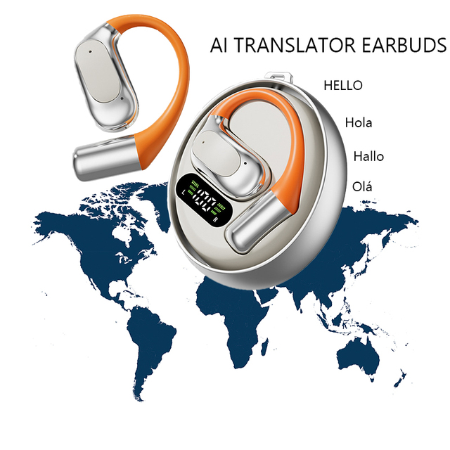 2025 Portable AI Real Time Multi Language Instant Translation APP Enabled Study Travel Business Smart Earbuds Translator Device