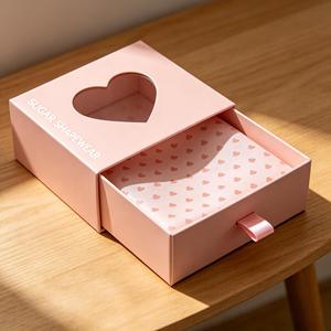 Caja de Regalo Rosa con Ventana y Cajón, de Cartón Rígido, con Logotipo Personalizado, para Regalos de San Valentín, Bodas, Cumpleaños, Joyería, Empaque de Alta Gama - Product Image 5