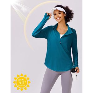 Camiseta Deportiva de Manga Larga con Media Cremallera para Mujer FOXA, Protección Solar UPF 50+, Secado Rápido, para Correr, Senderismo y Golf - Product Image 5