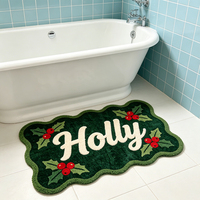 Tapis de Noël à motifs de lettres anglaises tuftées à la machine, tapis de bain doux antidérapant et absorbant, tapis de luxe en peluche