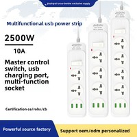 Multiprise universelle multi-pays avec protection contre les surtensions, 2/3/4 prises CA, câble de 2 m, interrupteur marche/arrêt principal, rallonge électrique