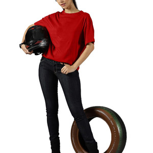 Women <b>Red</b> Plain Solid Color Short Sleeve T <b>Shirt</b> Loose Fit Casual Cotton T <b>Shirt</b> Breathable All Seasons Wear <b>Ladies</b> Fashion <b>Tees</b> - Product Image 1