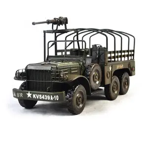Sıcak satış Vintage koyu yeşil kamyon askeri oyuncaklar Metal askeri araçlar satılık çin üretimi Motor modeli