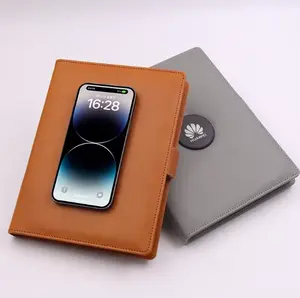 A5 Business Wireless Charging Agenda Smart Diary Powerbank LED logo Notebook With Power Bank Wireless Charger