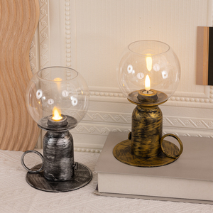 Plástico transparente redondo querosene lâmpada vela flameless LED vela retro querosene lâmpada home decor partido evento decoração interior - Product Image 1