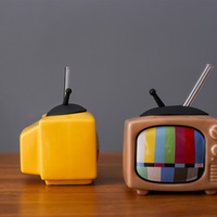 Nostalgique rétro TV tasse en céramique couvercle poignée paille créatif décalé maison Design bière thé eau chaude froide thermique cadeau d'anniversaire tasse