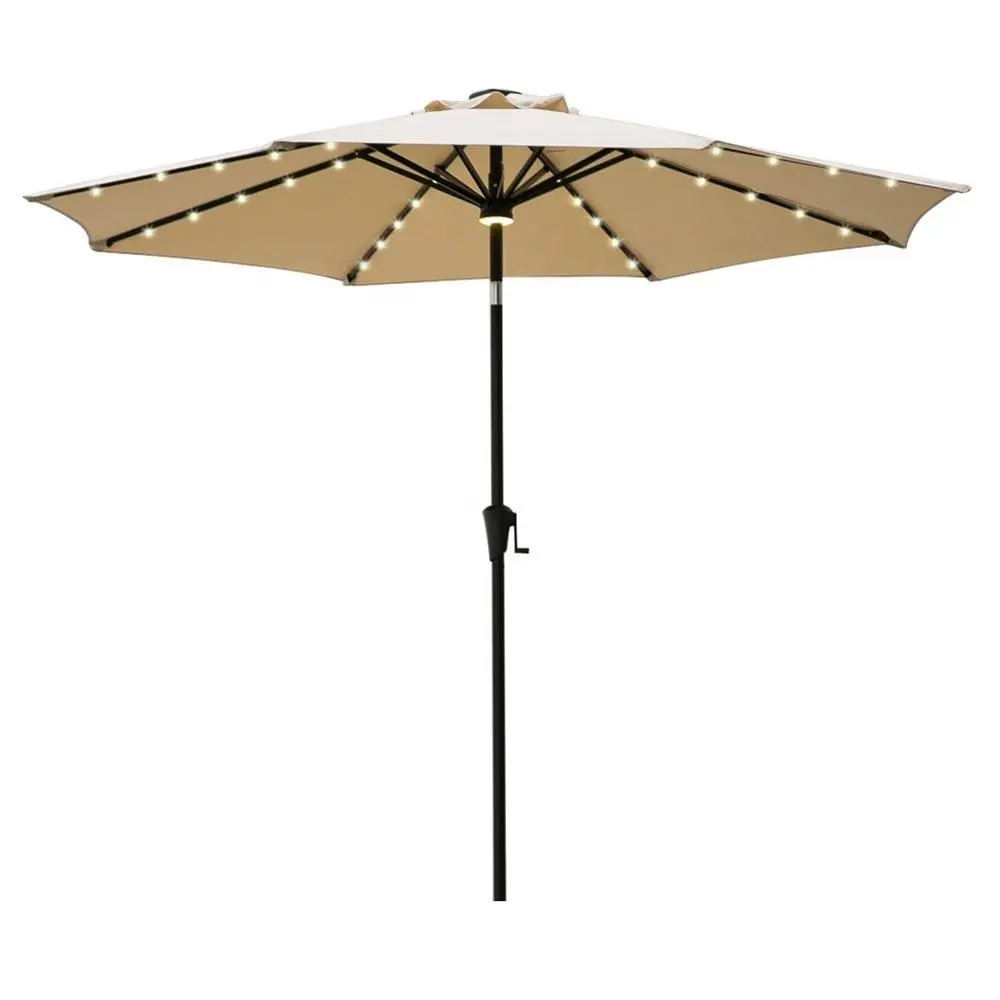9 LED 안뜰 우산 10 Solor 전원 조명 야외 파티오 시장 우산 틸트 외부 발코니 테이블 또는 데크
