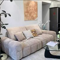 Ensemble de canapé de salon en tissu de style rétro français moderne, crème, pour hôtel, appartement, maison