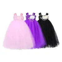 2-12 साल बच्चों के कपड़े काले फूल मोती बच्चे को लड़कियों के 'मनके पार्टी बप्तिस्मा राजकुमारी कपड़े