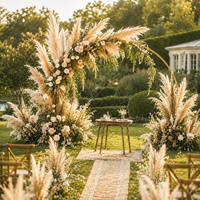 Décoration de mariage bohème personnalisée, package complet |   Centre de table en forme d'arche Pampas, nœud de chaise, toile de fond en macramé |   Fournisseur OEM unique