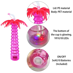 Vaso de PET con Luz LED de 16 oz con Diseño de Palmera de Coco y Pajita, Bonito y Listo para Enviar, Ideal para Playa, Acción de Gracias, Diwali, Navidad - Product Image 5
