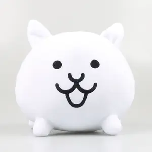 Cute Anime Cartoon Game Character peluche White Neko Cat peluche Doll The Battle Cats