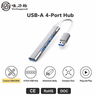Adaptateur Hub USB 3.0 Multiport 4-en-1 en Alliage d'Aluminium, 4 Ports USB 3.0 pour Transfert de Données Informatiques, Disponibilité en Stock