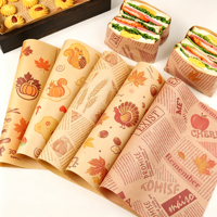 Kertas roti tahan minyak ramah lingkungan sekali pakai dengan cetakan khusus untuk pembungkus makanan, sandwich, makanan deli, dan roti