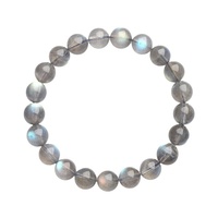 Bracelet de perles en pierre de lune naturelle, perles de labradorite couleur pure gris clair effet lune
