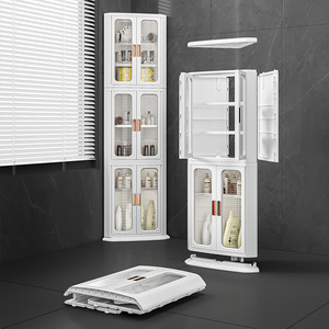 <b>Corner</b> <b>Cabinet</b> Triangular Kitchen Storage 3-Tier With Glass Doors Countertop Organizer - Product Image 2