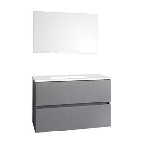 Mueble de Baño Colgante Dearam de 80 cm, Color Gris Tempest, Mueble de Pared con Espejo Incluido - Product Image 1