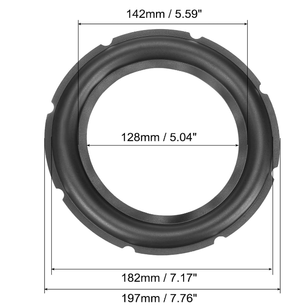 8 Inch Rubber Speaker Edge Surround Ring Speaker Gasket Kit for Subwoofer Repair