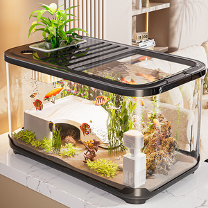 <span class=keywords><strong>Acquario</strong></span> di Lusso in Plastica con Coperchio, Vasca <span class=keywords><strong>per</strong></span> Pesci Trasparente Creativa <span class=keywords><strong>per</strong></span> Arredamento da Salotto, Habitat Traspirante <span class=keywords><strong>per</strong></span> <span class=keywords><strong>Tartarughe</strong></span> - Product Image 5