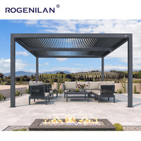 Rogenilan diseño moderno cuatro estaciones jardín inteligente al aire libre pérgola de aluminio con persianas