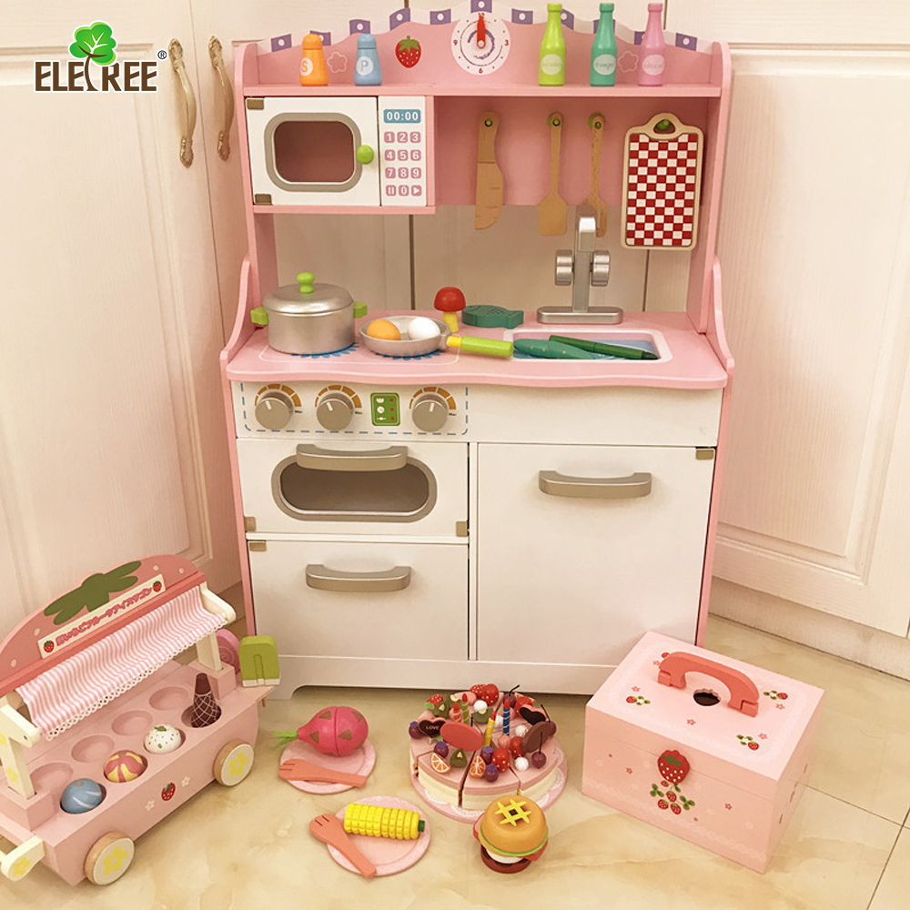 ELETREE Детская индивидуальная пластиковая резка, приготовление пищи, ролевые игры, игрушка, розовая подставка для посуды и игровая кухонная раковина, игрушка # EL-K2