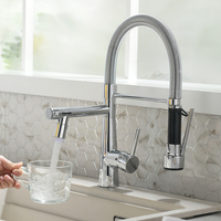 Mitigeur de cuisine Led à ressort, robinets de cuisine en chrome poli, céramique moderne, eau chaude et froide pour appartement