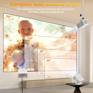 Pour HY300 MAX Nouveau 2026 Projecteur Portable Intelligent Android 14 720P 8K Compatible 400 ANSI Correction Trapézoïdale Automatique et Manuelle Horizontale - Product Image 3