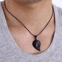 Collares de Corazón Roto Acero inoxidable negro Grabado Love You Colgantes Collar Regalo del día de San Valentín
