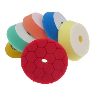 Éponges de polissage en mousse pour <span class=keywords><strong>voiture</strong></span> avec crochet et boucle hexagonales de 95 mm, trous de 22 mm pour polisseuses orbitales/rotatives, tampons de polissage pour le cirage et le lustrage des voitures - Product Image 1