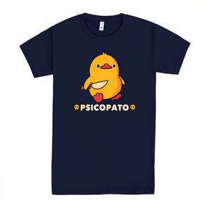 T-shirt Psychopath Duck blu navy con stampa grafica vestibilità unisex - Product Image 2