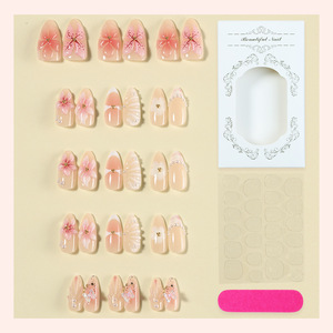 30 Uñas Postizas Francesas Elegantes con Forma de Almendra, Puntas de Uñas con Diseño 3D, Uñas Postizas Removibles para Manicura DIY, Venta al Por Mayor - Product Image 3