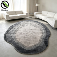Tapis QIANQIAO sur mesure en laine 100 % nouvelle-zélandaise, forme irrégulière, tufté à la main, gris dégradé, luxe, pour hôtels et architectes
