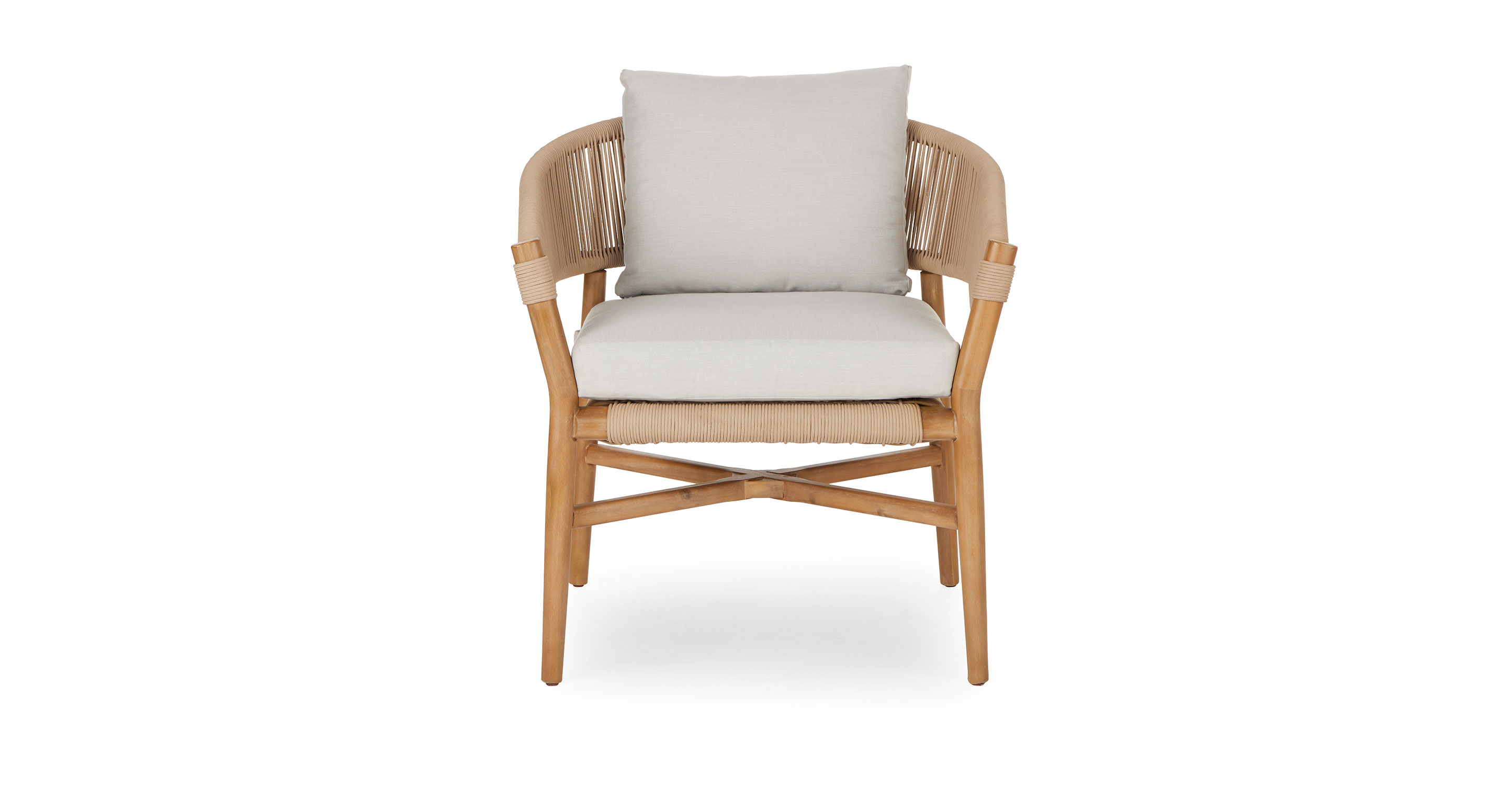 All Weather High Quality Outdoor Patio Furniture Design Garden PE Rattan Weaving Chair Armrest Teak Wood Rope Woven Dining