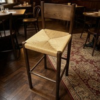 Tabouret de bar en bois de frêne blanc, style antique vintage, avec corde tressée, pour comptoir de bar, îlot de cuisine, table, Chine
