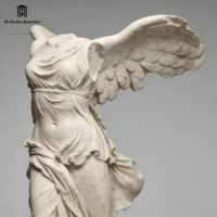 Statue de la déesse de la victoire en marbre blanc sculptée à la main, taille réelle, style classique grec, pour la décoration de manoir et de jardin