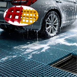 Grille en PRV sur mesure facile à installer, résistante à la corrosion et antidérapante, avec service de découpe, idéale pour les sols d'atelier et de lavage automobile - Product Image 2