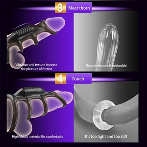 Koppel Siliconen Trillende Penile Ring Met Testikel Fit Verlengen Intimiteit Tijd Mannen Seksproduct - Product Image 3