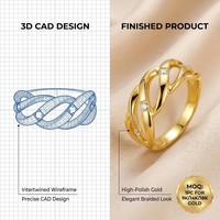 Tejido en Oro |   Anillo trenzado de oro de 18 quilates con diamantes GIA engastados en pavé |   Elegante Estilo Diario