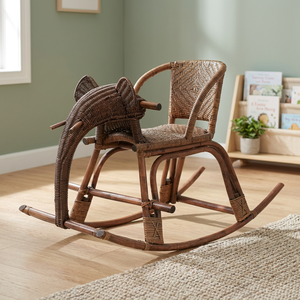 Meubles pour enfants, chaise à bascule en rotin avec personnage d'animal - Product Image 2