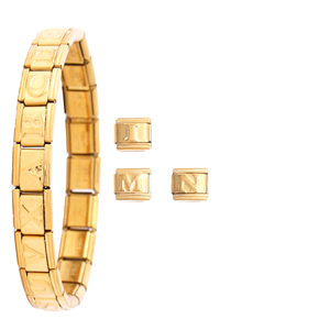 Nueva <span class=keywords><strong>Pulsera</strong></span> de Charms Italianos de Acero Inoxidable Chapada en <span class=keywords><strong>Oro</strong></span> de 18K, con 26 Letras Inglesas de la A a la Z, Diamantes DIY, Unisex - Product Image 1