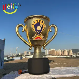 Customized Advertising Golden Giant Inflatable Trophy For Sport Event Decoration