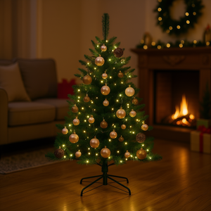 Albero di Natale Artificiale Verde 120 cm con 150 Luci LED Bianco Caldo, Controllo Manuale, Materiale Plastico - Product Image 2