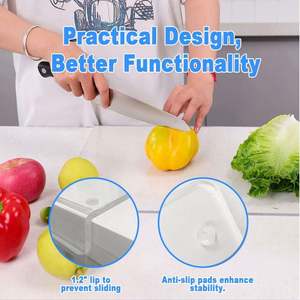 Tabla de cortar grande Raybin de acrílico transparente de grado alimenticio, antideslizante, ecológica, de 1.5 cm de grosor, con borde para cocina - Product Image 5