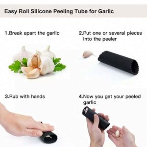 Nouveau presse-ail manuel 3 en 1 en acier inoxydable avec éplucheur en silicone et brosse de nettoyage, presse-ail en alliage de zinc pour la cuisine et la maison - Product Image 5